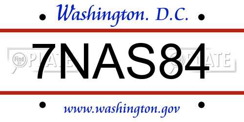 7NAS84 District Of Columbia License Plate