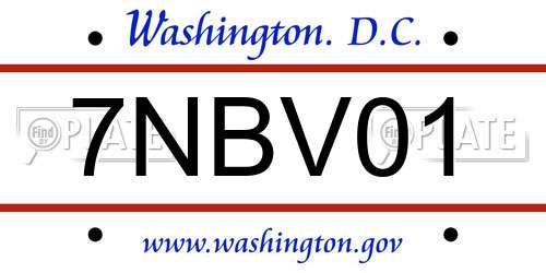 7NBV01 District Of Columbia License Plate