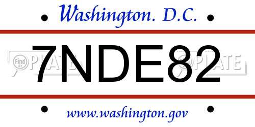 7NDE82 District Of Columbia License Plate