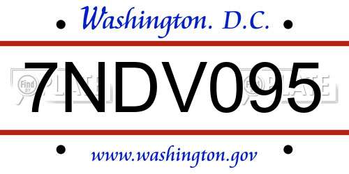 7NDV095 District Of Columbia License Plate