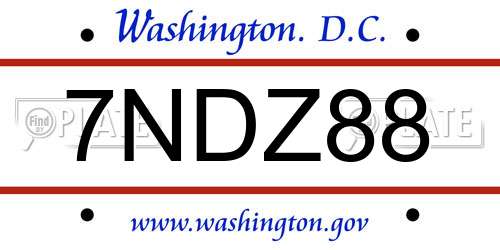 7NDZ88 District Of Columbia License Plate