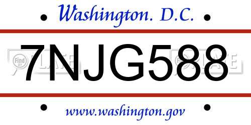 7NJG588 District Of Columbia License Plate