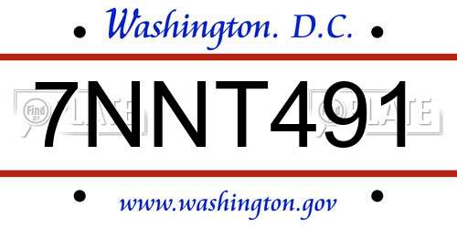 7NNT491 District Of Columbia License Plate
