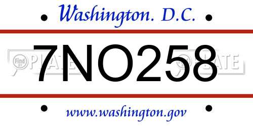 7NO258 District Of Columbia License Plate