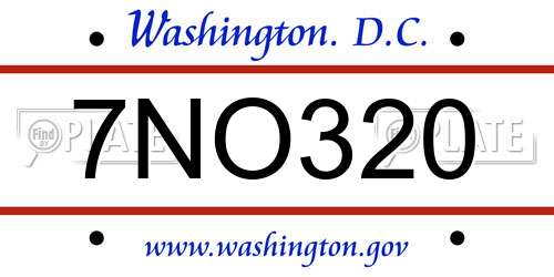 7NO320 District Of Columbia License Plate