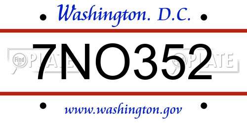 7NO352 District Of Columbia License Plate