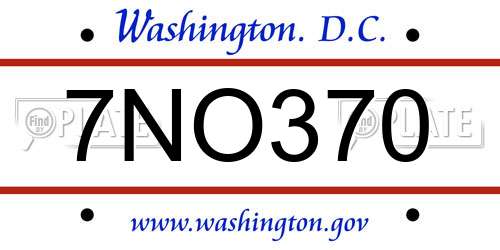7NO370 District Of Columbia License Plate