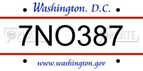 7NO387 District Of Columbia License Plate