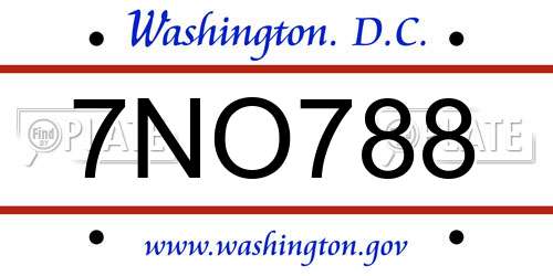 7NO788 District Of Columbia License Plate