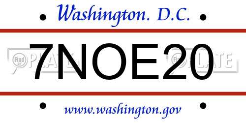 7NOE20 District Of Columbia License Plate