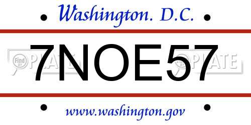7NOE57 District Of Columbia License Plate