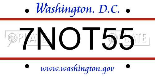 7NOT55 District Of Columbia License Plate