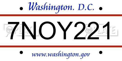 7NOY221 District Of Columbia License Plate