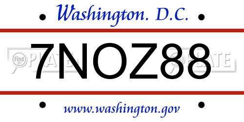 7NOZ88 District Of Columbia License Plate