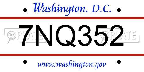 7NQ352 District Of Columbia License Plate