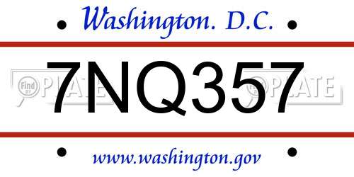7NQ357 District Of Columbia License Plate