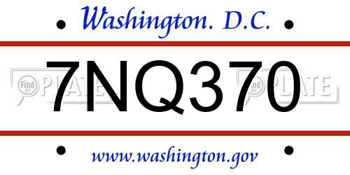 7NQ370 District Of Columbia License Plate
