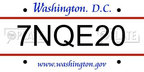 7NQE20 District Of Columbia License Plate