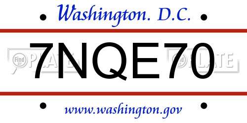 7NQE70 District Of Columbia License Plate