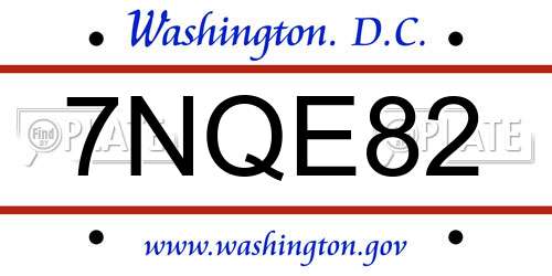 7NQE82 District Of Columbia License Plate