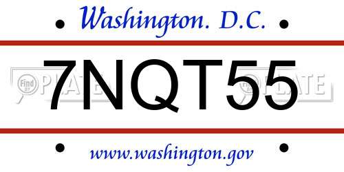 7NQT55 District Of Columbia License Plate