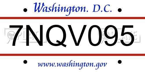 7NQV095 District Of Columbia License Plate