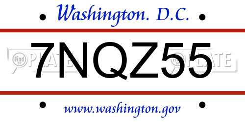 7NQZ55 District Of Columbia License Plate