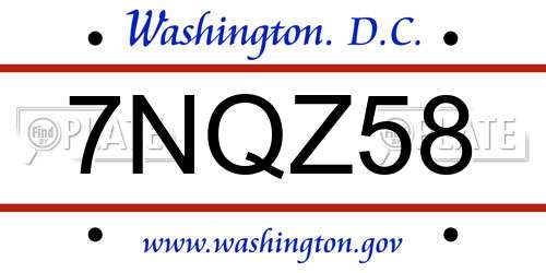 7NQZ58 District Of Columbia License Plate