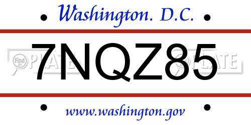 7NQZ85 District Of Columbia License Plate