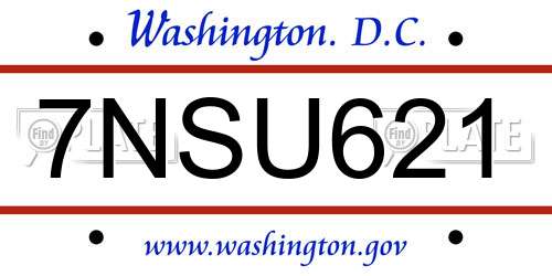 7NSU621 District Of Columbia License Plate