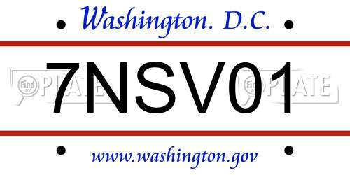 7NSV01 District Of Columbia License Plate