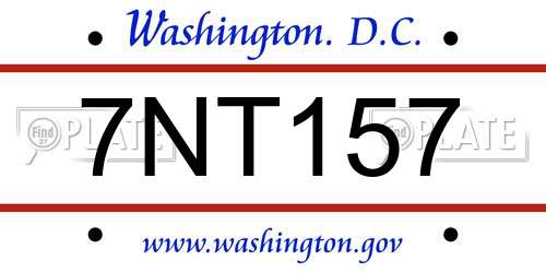 7NT157 District Of Columbia License Plate