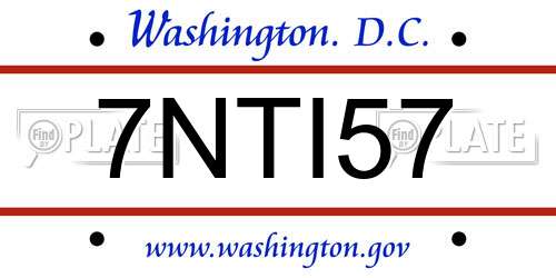 7NTI57 District Of Columbia License Plate
