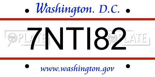 7NTI82 District Of Columbia License Plate