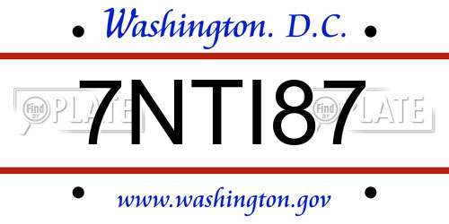 7NTI87 District Of Columbia License Plate