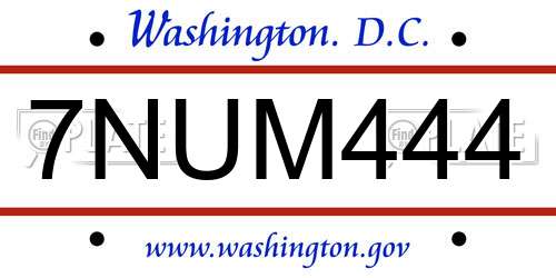7NUM444 District Of Columbia License Plate