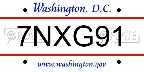 7NXG91 District Of Columbia License Plate