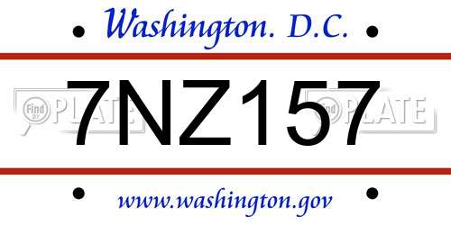 7NZ157 District Of Columbia License Plate