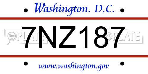 7NZ187 District Of Columbia License Plate