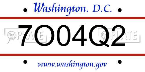 7O04Q2 District Of Columbia License Plate
