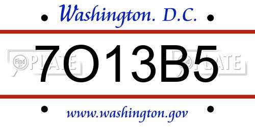 7O13B5 District Of Columbia License Plate