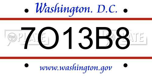 7O13B8 District Of Columbia License Plate