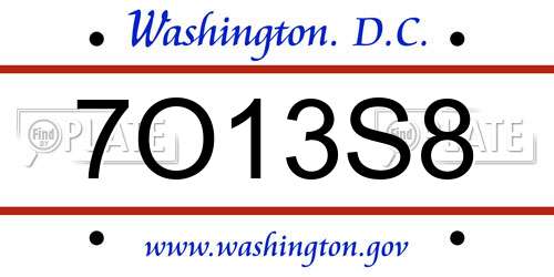 7O13S8 District Of Columbia License Plate