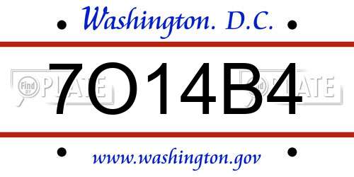 7O14B4 District Of Columbia License Plate