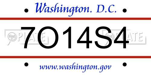 7O14S4 District Of Columbia License Plate