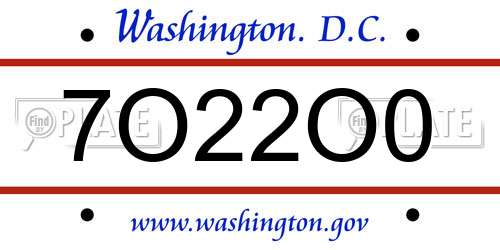 7O22O0 District Of Columbia License Plate