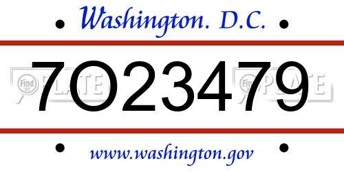 7O23479 District Of Columbia License Plate
