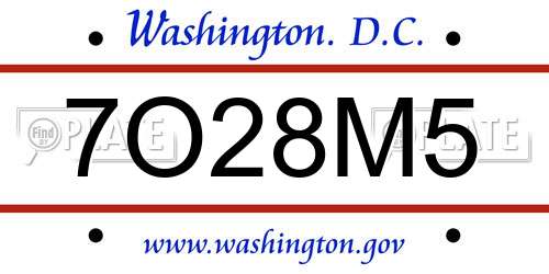 7O28M5 District Of Columbia License Plate