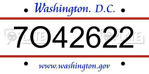 7O42622 District Of Columbia License Plate