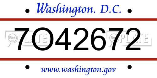 7O42672 District Of Columbia License Plate